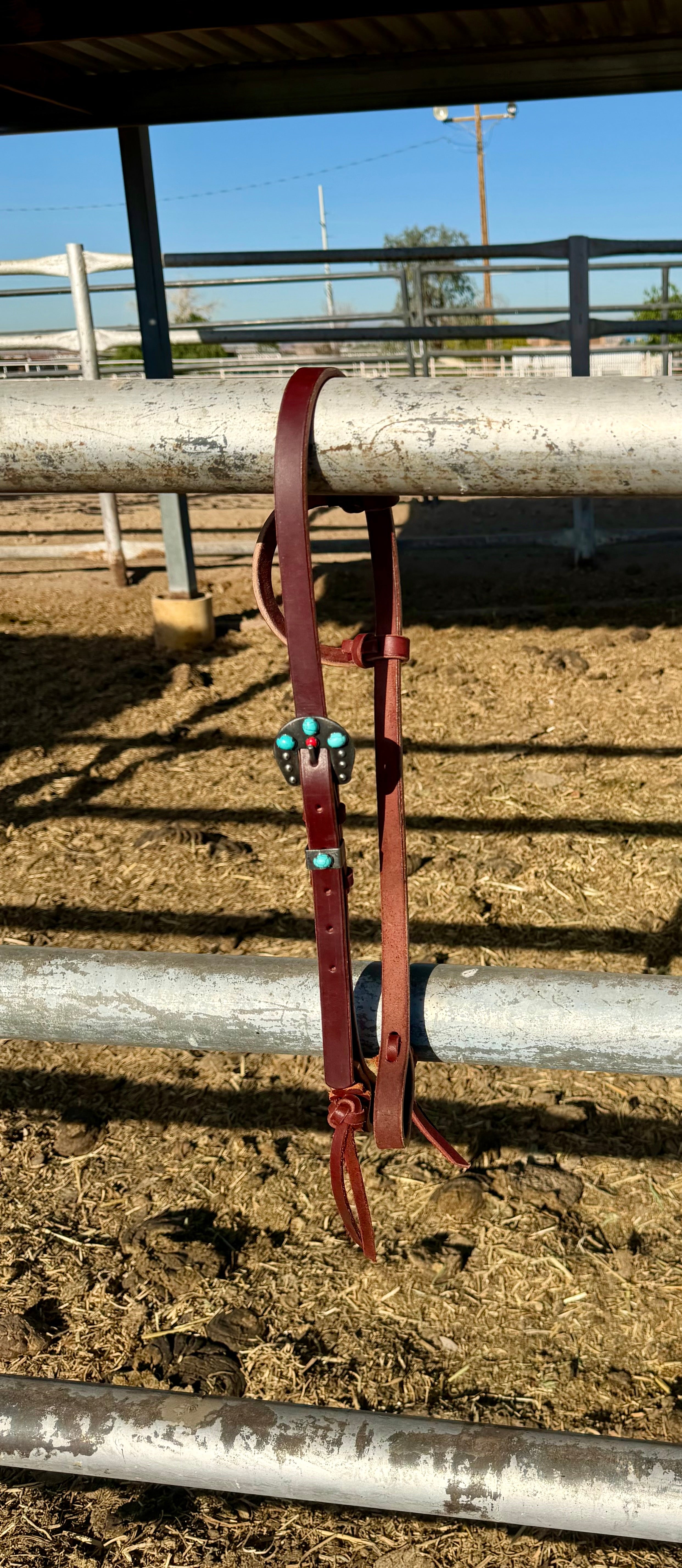 Handmade headstall with turquoise in buckle