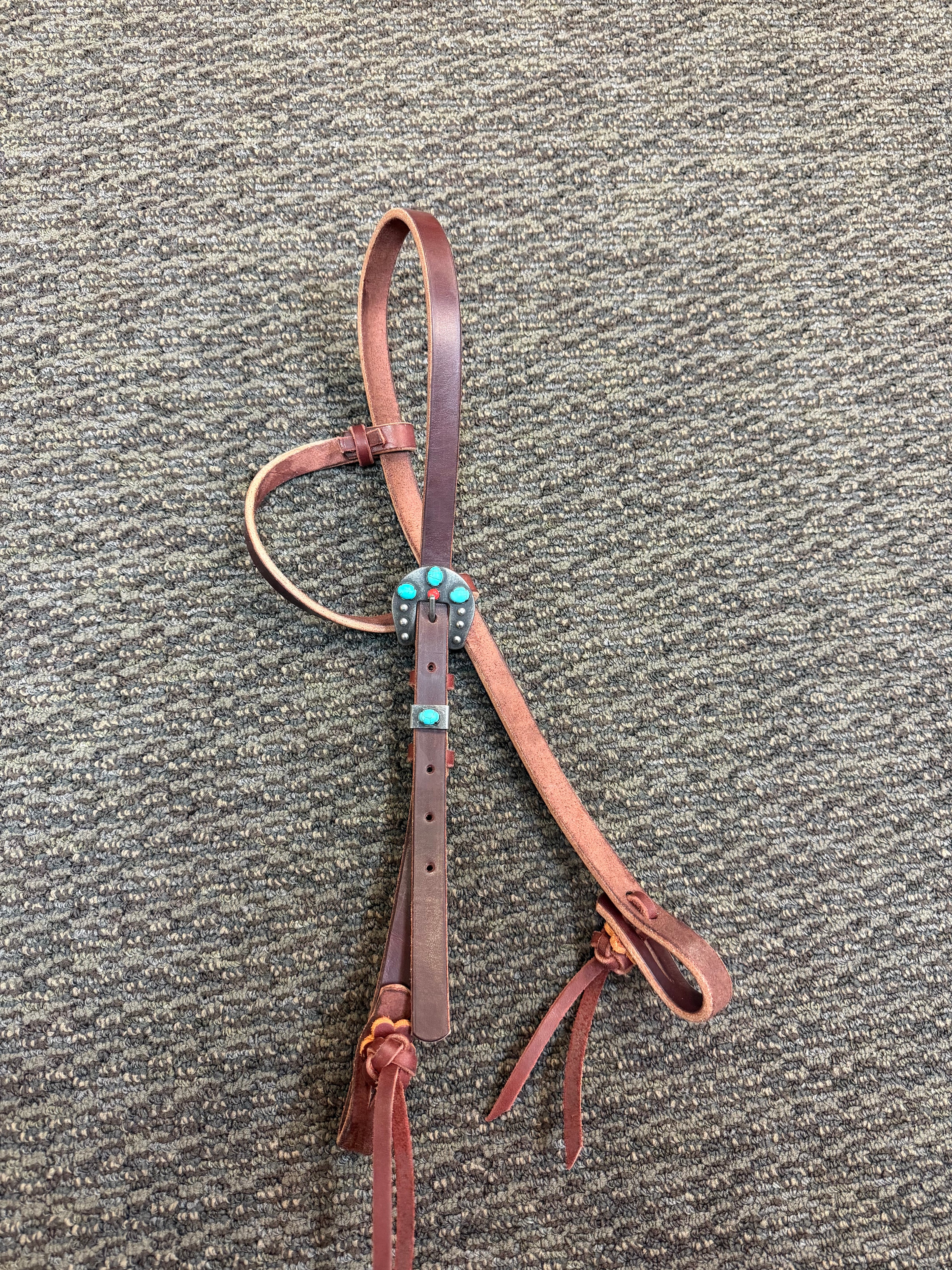Handmade headstall with turquoise in buckle